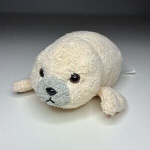 Russ Luv Pets Spud Seal Plush 5” Cream White Gray Stuffed Animal Beanie Vintage